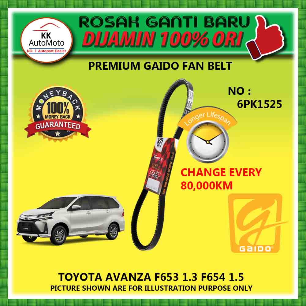 6PK1520 Perodua Aruz Toyota Rush Avanza F653 1.3 F654 1.5 Premium OEM Garido Fan Belt Serpentine Tal