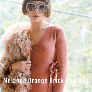 Melange Orange Brick Knit Top