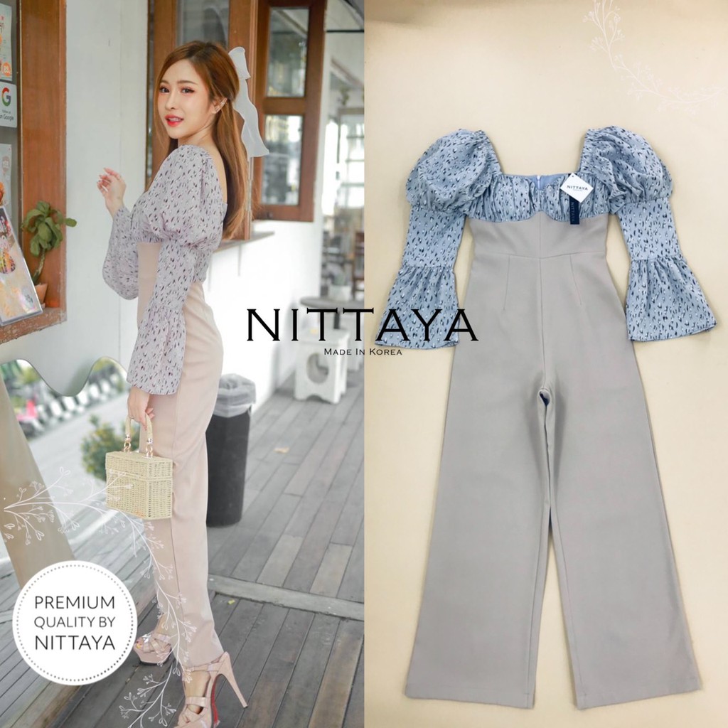 งานป้าย💯​ NITTAYA  พร้อมส่ง❗จั้มสูททูโทนเเขนพองปลายแขนกระดิ่ง - ป้าย NITTAYA งานคุณภาพไ่ม่เคยทำให้ผิ