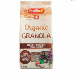 🔥สินค้าขายดี!! Familia Organic Granola  Choco Amaranth ธัญพืช อบกรอบ รส ช็อกโกแลต ผสม เฮเซลนัต แฟมิเลีย 375กรัม คุณภาพระ