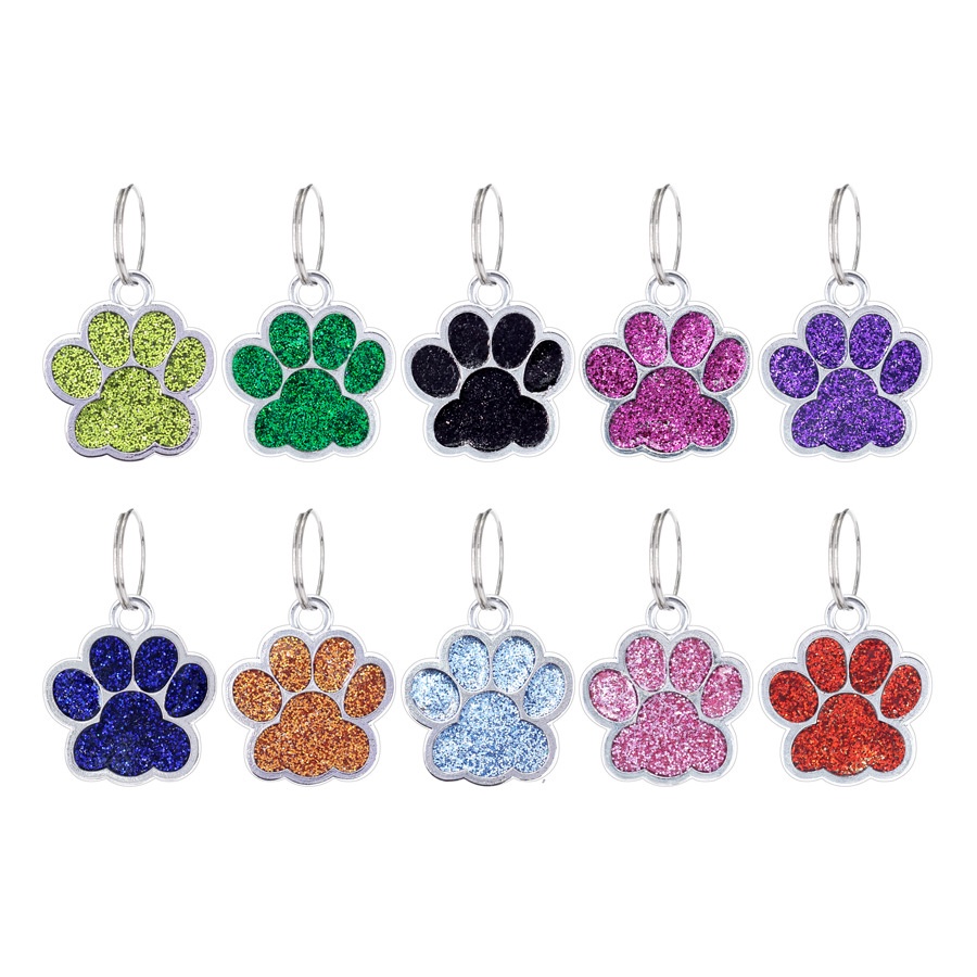 ☌อุปกรณ์เครื่องประดับ DIY สี Glitter Glitter Glitter Dog Footprint Pet