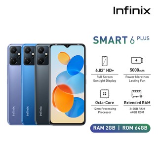 Infinix Smart 6 Plus 2+64GB | Helio G25 ชิปเซ็ต | หน้าจอ 6.82” HD+ |กล้อง 8MP| แบตเตอรี่ 5000 mAH