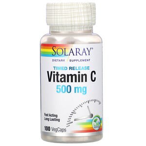Vitamin C วิตามินซี  🍊สูตรใหม่❕❕ แบรนด์ Solaray 500 mg 100 เม็ด จากสหรัฐอเมริกา พร้อม Acelora cherry และ Rose Hip