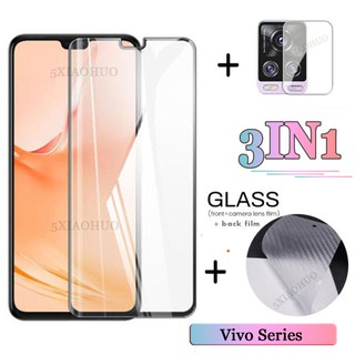 （3 in 1）Vivo V20 Pro SE V25 V23 V23E V17 V15 Pro V19 Vivo V21 ฟิล์มกระจกนิรภัย + ฟิล์มกันรอย +ฟิล์มป้องกันเลนส์ สำหรับ