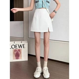Cicishop(215)กระโปรงสั้นทรงเอ ผ่าหน้าเอวสูง ซิปหลัง มีซับในเป็นกางเกง สีพาสเทลสุดน่ารัก
