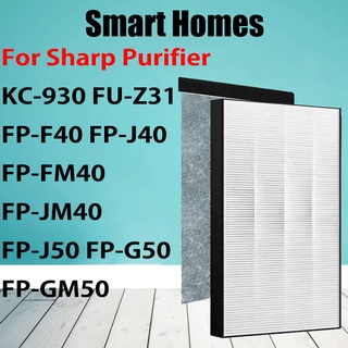 แผ่นกรองอากาศ HEPA และคาร์บอน สําหรับ SHARP KC-930 FU-Z31 FP-F40 FP-FM40 FP-J40 FP-JM40 FP-J50 FP-G50 FP-GM50