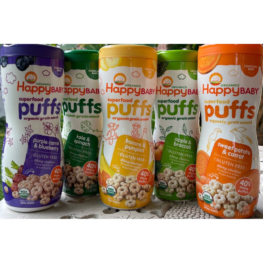 New!! Happy Baby Puffs Organic ออร์แกนิค พัฟ 60g made in USA