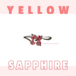 แหวนเงินแท้ 925 ฝังพลอยบุษราคัมสีส้ม ทรงดอกไม้