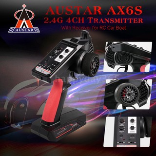 Original austar AX 6s 2.4 G 4 CH รีโมทควบคุมวิทยุพร้อมตัวรับสัญญาณสำหรับ RC Car Boat