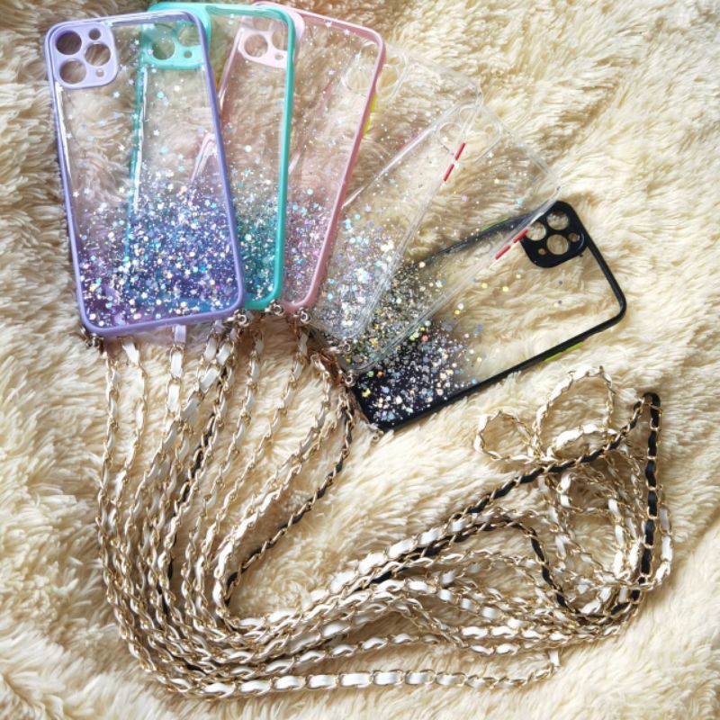 YKCS 2000 OPPO Reno 2F 3 4 4F 5 5F A91 A16 RENO 6 5G slingcase เชือกเส้นเล็ก aero glitter สายโซ่ไม่ม