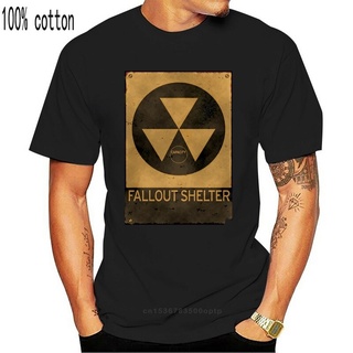 [S-5XL]เสื้อยืดผ้าฝ้าย พิมพ์ลาย Radioactive Symble 4 Fallout Shelter สีดํา สไตล์พังก์ สําหรับผู้ชาย 2022