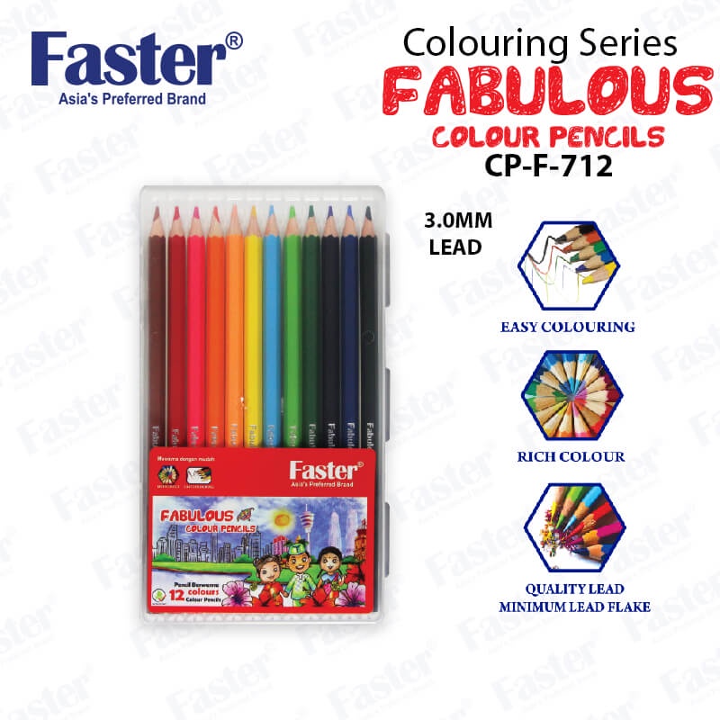 FASTER Fabulous Color Pencils Long 12Color CP-F-712 /24L สี CP-F-724
