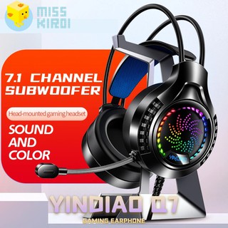 Miss Kiroi X YINDIAO รุ่น Q7 Stereo Headset for Gaming หูฟังเกมมิ่ง แบบครอบหัว มีไมโครโฟน ระบบสเตริโอ มีไฟรอบ Gaming Headset Earphone