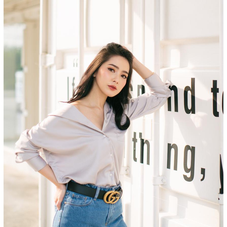 Satin Shirt (เทา,ดำ,ขาว)