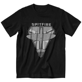 Spitfire เสื้อยืดแขนสั้น ผ้าฝ้าย พิมพ์ลายเครื่องบินรบ WW2 War Pilot Aircraft สําหรับผู้ชายS-5XL