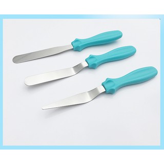 สปาตูลาสแตลเลส สปาตูลาด้ามจับพลาสติก ชุด 3 ชิ้น สุดคุ้ม !! Spatula stainless steel 3 Pcs. ตักเค้ก แต่งเค้ก เบเกอรี่