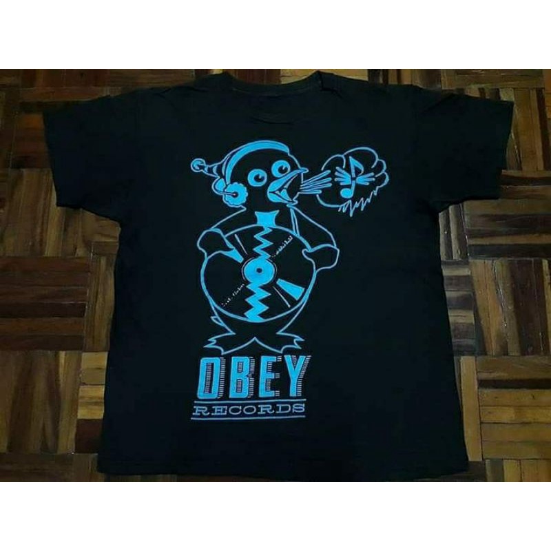 Obey Records สีดำ ป้ๅยบิu ไซส์ M (อก20.5xยาว27)