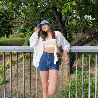 กางเกงขาสั้น สีเข้ม Bluebell denim shorts |  Styledenims