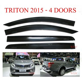 (4ชิ้น) กันสาดประตู มิตซูบิชิ ไทรทัน ไตรตั้น ปี 2015-2019 4 ประตู สีดำทึบ MITSUBISHI TRITON MQ MR L200 คิ้วกันฝนสาด AO