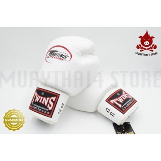 นวมชกมวย TWINS SPECIAL BOXING GLOVES BGVL-3 White นวมต่อยมวย หนังแท้ สีขาว