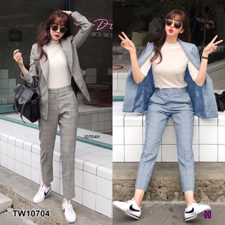 เซ็ต 2 ชิ้น สไตล์เกาหลี กางเกงขายาว เสื้อคลุม แขนยาว ทรงสูท แฟชั่นเกาหลี ชุดเข้าเซท
