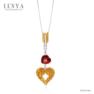 Lenya Jewelry จี้โกเมน ดีไซน์ลูกศร ตัวเรือนเงินแท้ ชุบทองและทองคำขาว สวยสะกดตา เพิ่มเสน่ห์ในตัวคุณ