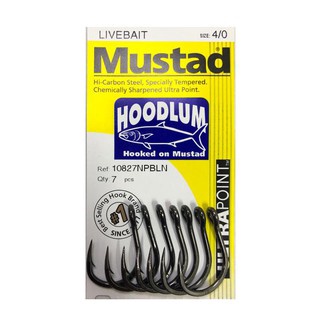 เบ็ด Mustad รุ่น HOODLUM HOOK Livebait 10827NPBLN