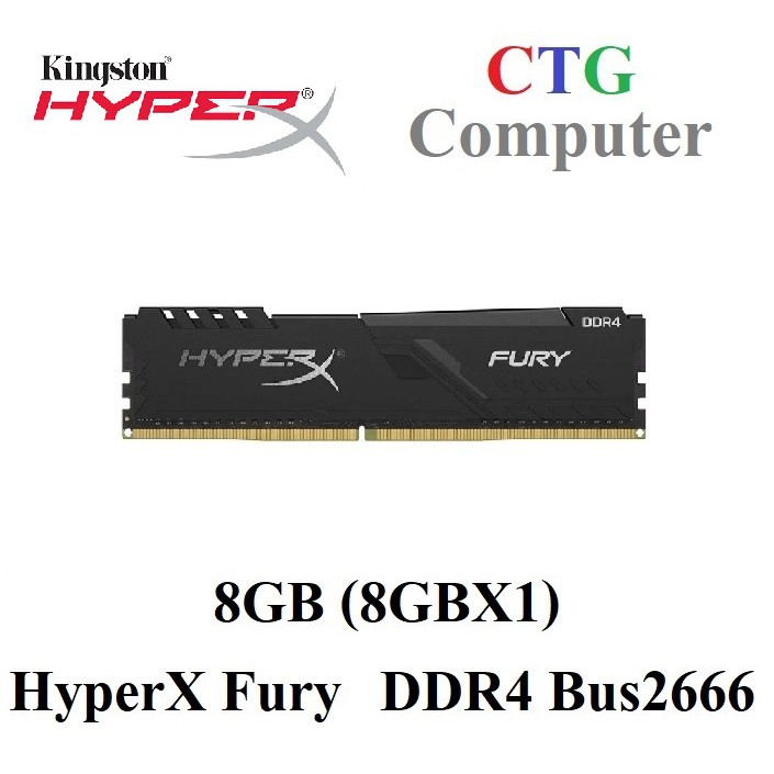 RAM PC KINGSTON HyperX FURY BLACK 8GB (8GBx1) DDR4 BUS 2666 (HX426C16FB3/8)