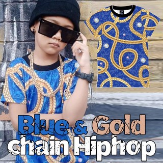 เสื้อยืดเด็ก blue &amp; Gold chain hiphop ผ้า : Tk ใส่สบาย แห้งเร็ว