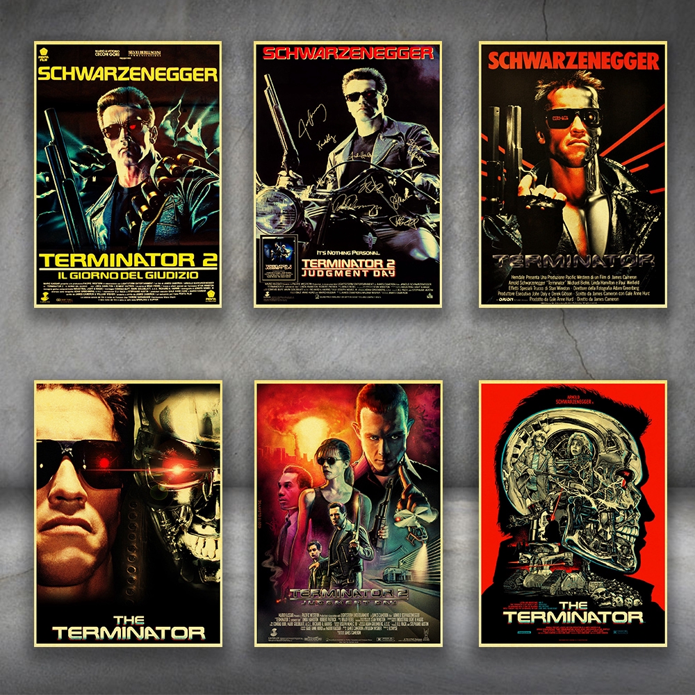 โปสเตอร์ พิมพ์ลายภาพยนตร์ The Terminator สไตล์วินเทจ ย้อนยุค สําหรับตกแต่งผนังบ้าน