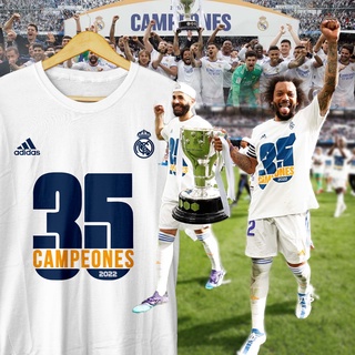 เสื้อยืดครอปเสื้อยืด พิมพ์ลาย Real MADRID CAMPEONES Ball 2022 LA Three Spanish 2021-2022S-5XL