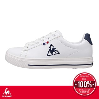 le coq sportif รองเท้าผู้ชาย-หญิง รุ่น TELUNA BOUND COURT สีขาว-กรม  รองเท้าผ้าใบสีขาว รองเท้าแฟชั่น แบบผูกเชือก