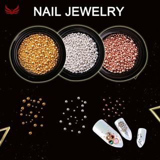 ☪HL♬ Nail Art Decoration Metal Beads Golden Silver DIY 3D Nail Art Tools Women Nails Decors