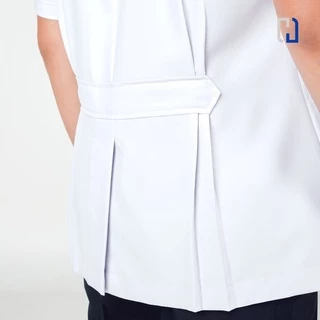 กาวน์สั้นนักศึกษาเเพทย์หญิงปักโลโก้ เสื้อกาวน์ปักโลโก้ เสื้อกาวน์คลินิก