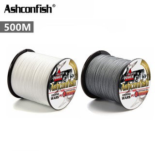 Ashconfish สายเอ็นตกปลา PE แบบถัก 9 เส้น 500 เมตร สีขาว สีเทา