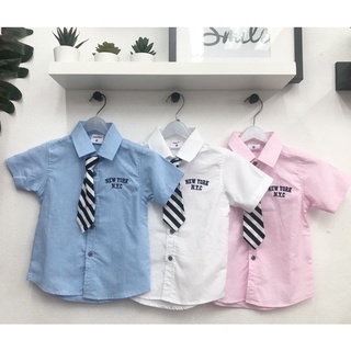 🎏 พร้อมส่ง🎏เสื้อเชิ้ตเด็ก ผ้า Oxford นิ่มมาก 3-8ขวบ