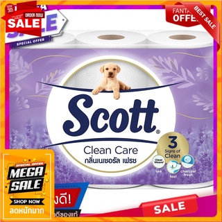 สก๊อตต์คลีนแคร์กลิ่นเนเชอรัลเฟรชกระดาษชำระหนา 3ชั้น แพค 6ม้วน Scott Clean Care Natural Fresh Toilet Paper Thickness 3 Pl