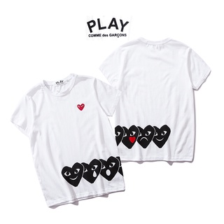 ❤❀ [พร้อมส่ง] ❤ Cdg เสื้อยืดแขนสั้นลําลอง ผ้าฝ้ายแท้ พิมพ์ลายหัวใจ สีแดง สําหรับคู่รักS-5XL