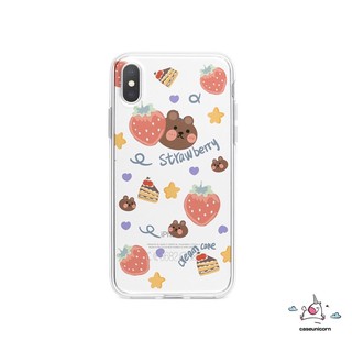 เคสใสหมีสตอเบอรี่ขอบกันกระแทก