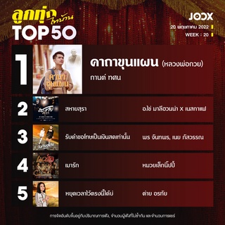 MP3 JOOX Top 50 ลูกทุ่ง l ไทบ้าน ๏ 20 พ.ค. 2565 [320 kbps] * CD-MP3 , USB-MP3*