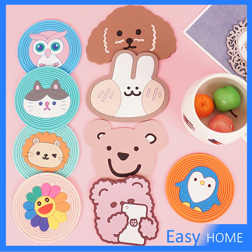 ที่รองแก้ว PVC ลายการ์ตูน  ​ล้างได้  ทนความร้อน วัสดุกันลื่น Cartoon PVC Coaster - รูปที่ 6