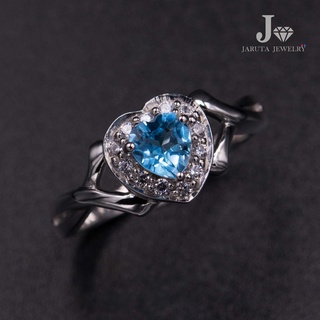 “หัวใจท้องทะเล” แหวนเงินแท้ 925 ฝัง Swiss Blue Topaz | Jaruta Jewelry