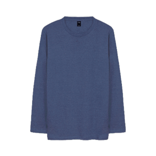 Yuedpao ยอดขาย No.1 รับประกันไม่ย้วย 2 ปี เสื้อยืดเปล่า เสื้อยืดสีพื้น เสื้อยืดแขนยาว_สีฟ้าคราม