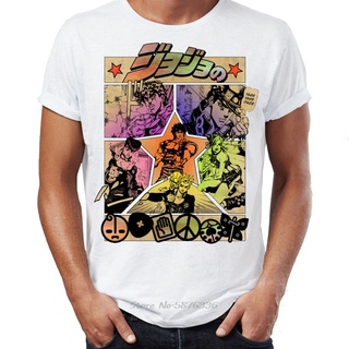 ROUNDคอลูกเรือNeckเสื้อยืด พิมพ์ลายอนิเมะ Jojos Bizarre Adventure Awesome Illustration Artwork สําหรับผู้ชาย-4XL