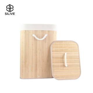 Silive Shop พร้อมส่ง ตะกร้า มาพร้อมฝาปิด ตะกร้าเก็บผ้า ตะกร้…