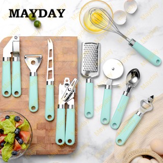 ชุดครัว 9 ชิ้น+ถัง ซิลิโคน ทนความร้อน เครื่องครัว ทัพพี ตะหลิว Kitchen tool 9pcs