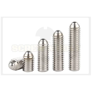 สกรู ตัวหนอน ปลายลูกปืน บอลสปริง หัวกดสปริง สแตนเลส 304 เกลียวมิล / Ball Spring Plunger, SUS304