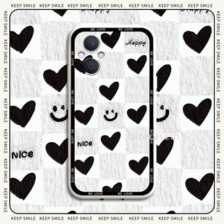 เคสโทรศัพท OPPO A76 Reno7 Z 5G 2022 เคส New Heart Shaped Checkerboard Phone Case Silicone TPU Phone Soft Back Cover