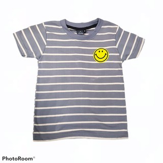 เสื้อยืดเด็กSmileyหน้ายิ้มลายเทาชมพูอ่อน