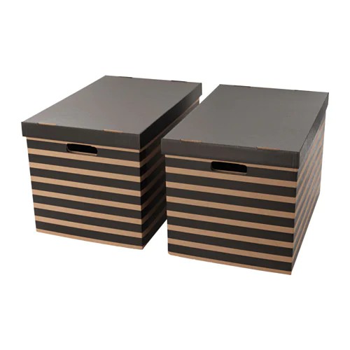 PINGLA Storage / Moving Box พร้อมฝาปิด สีดํา ธรรมชาติ